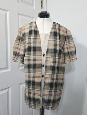 VTG Good Times Plaid Short Sleeve Button Front Shirt Jacket SIze 10P USA Made